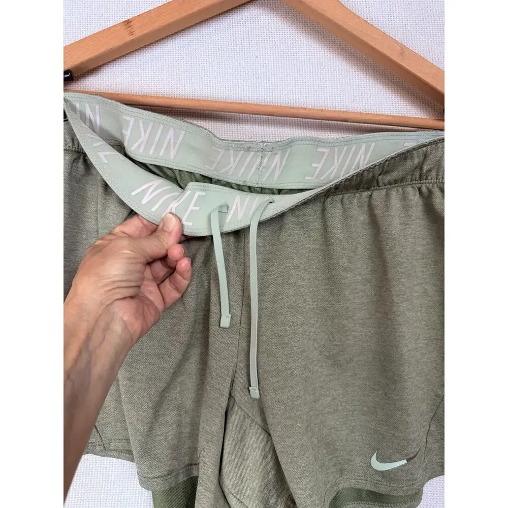 Nike Women's Dri Fit Training Shorts Size M Green, Unlined 5